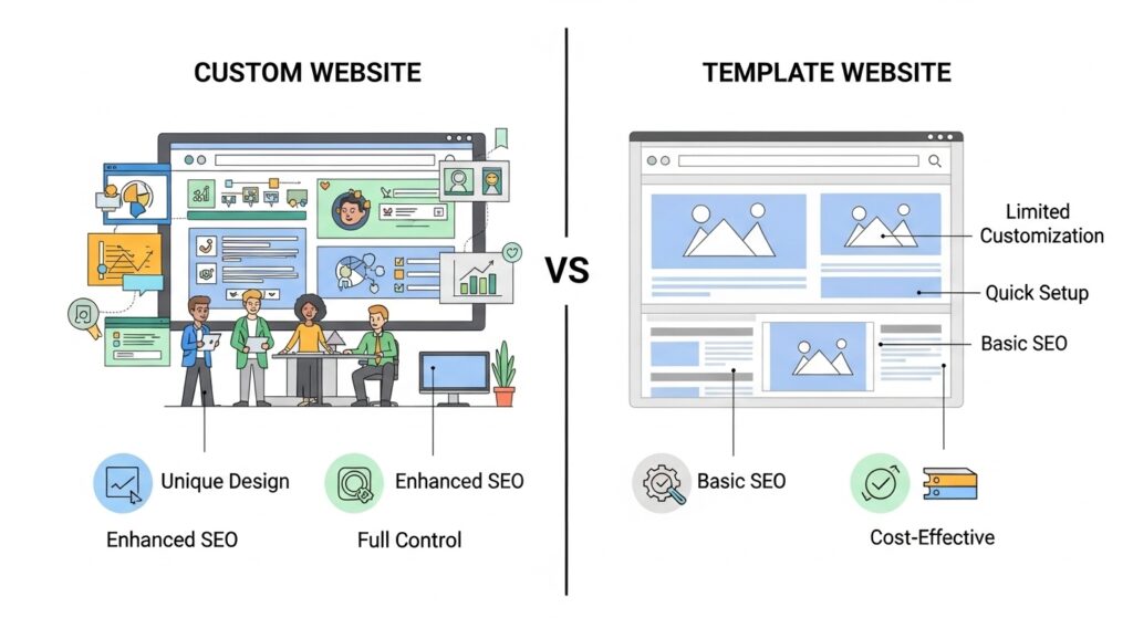 Custom website vs template website comparison